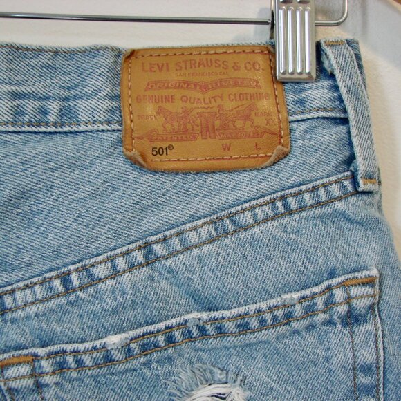 Vintage Levi's 501 Denim Jean Cutoff Shorts Distressed Frayed Raw Hem Light 24 - Picture 9 of 15